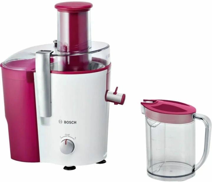 Соковыжималка Bosch MES25C0 белый/бордовый, центробежная, 700 Вт, 1250 мл, механическое