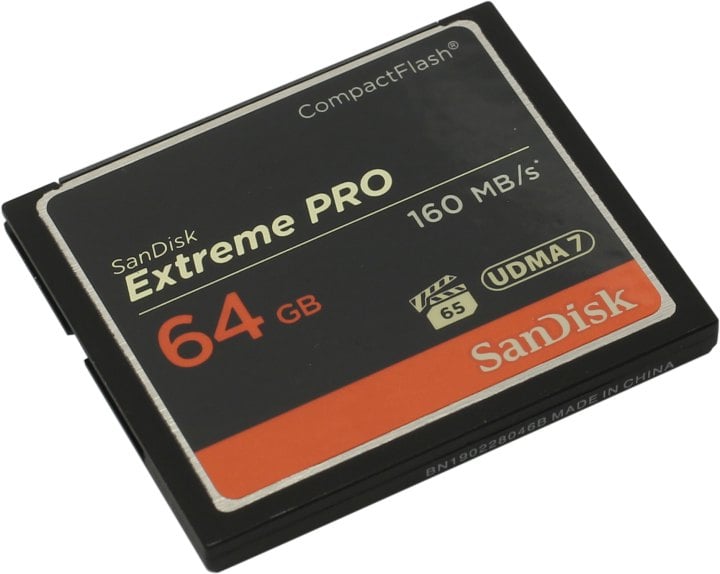 Карта памяти SanDisk SDCFXPS-064G-X46, 64ГБ, CompactFlash, 160МБ/с