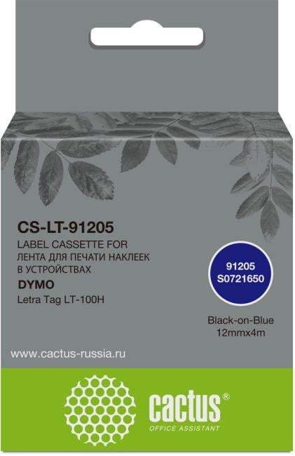 Картридж ленточный Cactus CS-LT-91205 91205 для Dymo  Letra Tag LT-100H