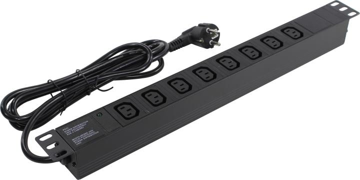Exegate ServerPro PDU-19H809 Al-8C13-EU2.5 <EX280855RUS> Блок силовых розеток  19",  чёрный  1U, 8xIEC-320-C13