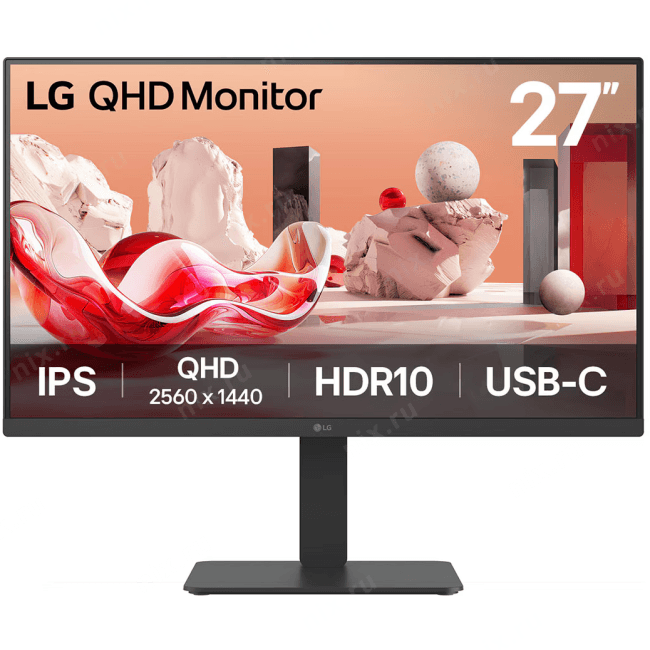 27"    ЖК монитор LG 27BA65QB-B с поворотом экрана (LCD, 2560x1440,  HDMI,  DP,  USB3.0 Hub)