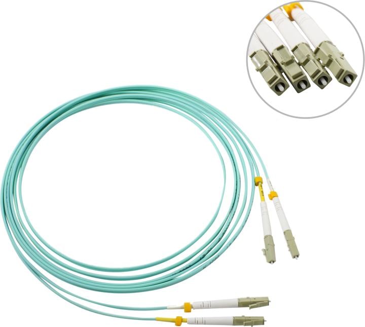 Кабель Hyperline  FC-D2-503-LC/PR-LC/PR-H-3M-LSZH-AQ Патч-корд волоконно-оптический (шнур) MM 50/125(OM3), LC-LC, duplex, 10G/40G, LSZH, 3 м (001863)