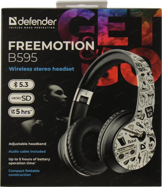Наушники с микрофоном Defender FreeMotion B595 (Bluetooth  5.3, microSD) <63596>