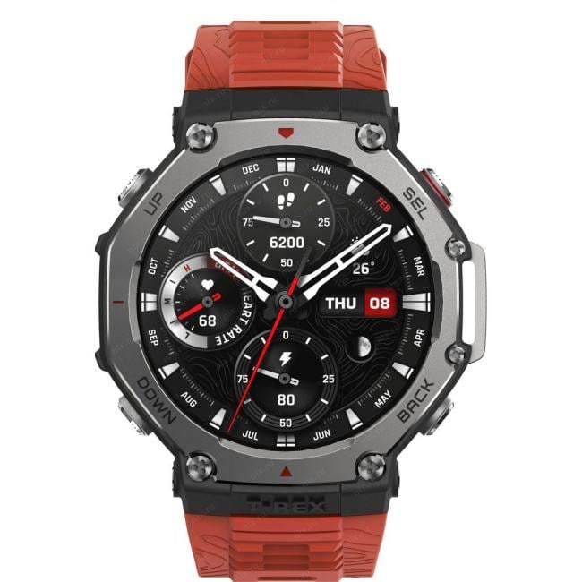 1746757 Amazfit T-Rex 3 A2323 48.5мм 1.5" AMOLED  корп.темно-серый  рем.красный  разм.брасл.:145-210мм ()