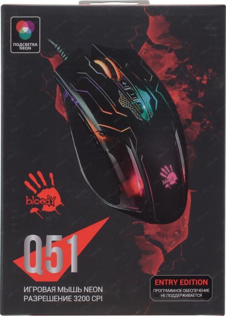 Bloody Gaming Mouse <Q51>  (RTL) USB 8btn+Roll