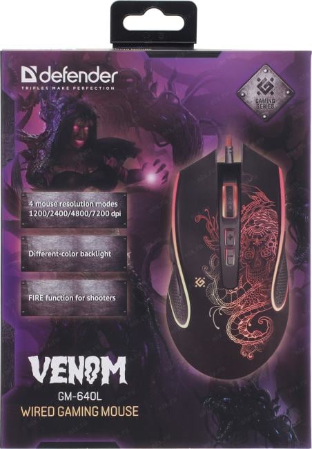 Defender Gaming Mouse Venom <GM-640L> (RTL)  USB 7btn+Roll <52640>