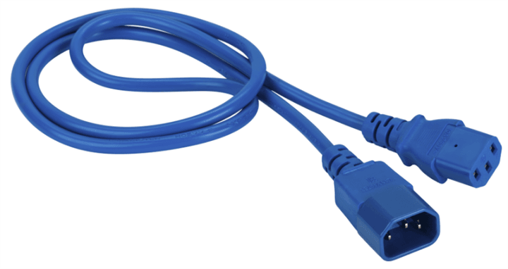 LAN-PP13/14-5.0-BL Шнур питания C13-C14, 3х0.75, 220В, 10А,  синий, 5 метров