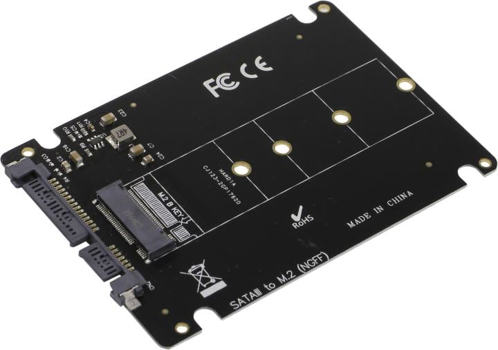 Переходник EXEGATE EXE-527, 1xM.2 B-Key SATA 3 2230/2242/2260/2280, черный (EX283708RUS)