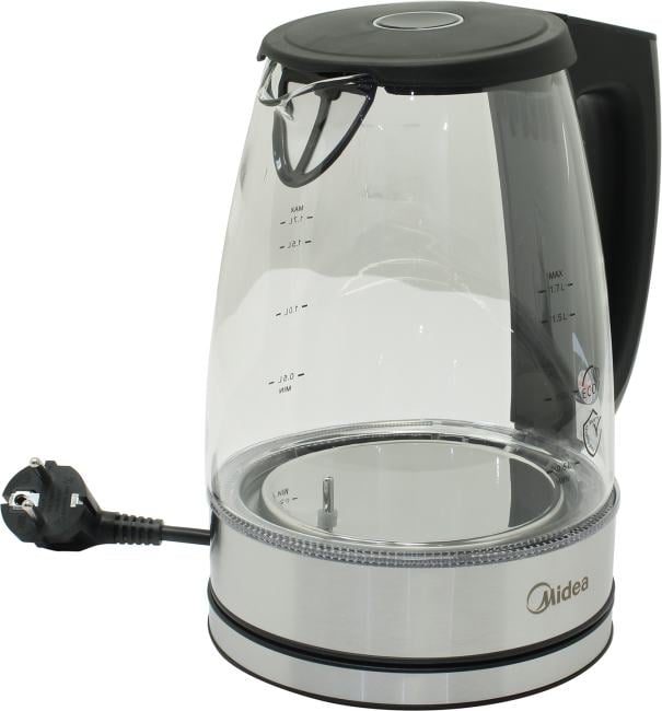 Чайник Midea MK-8019, 1.7 л, 2200 Вт, стекло, дисплей