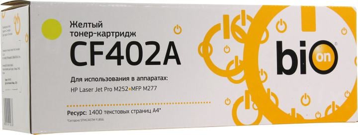 Картридж лазерный Bion CF402A для HP Color LaserJet Pro M252/MFP M277, желтый, 1400 стр.