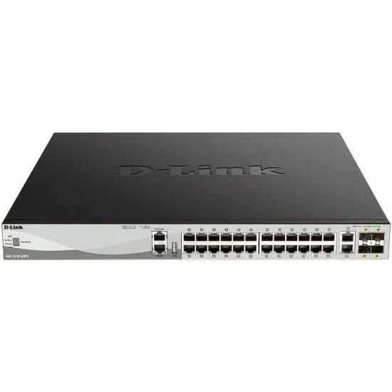 DGS-3130-30PS/B2A D-Link Коммутатор D-Link DGS-3130-30PS/B2A Управляемый L3 стекируемый коммутатор с 24  портами  10/100/