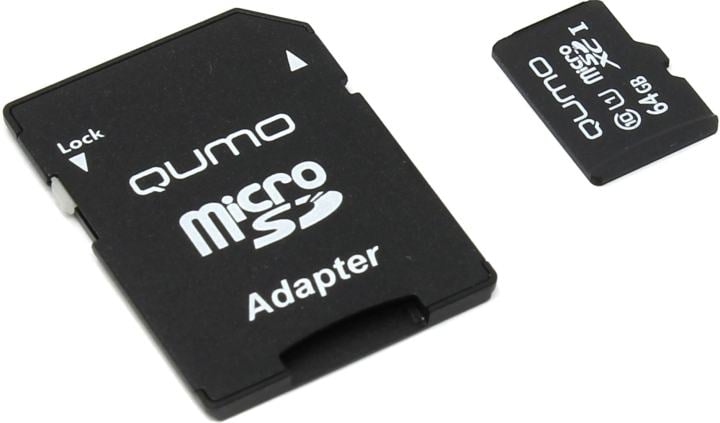 Карта памяти QUMO QM64GMICSDXC10U1, 64GB, microSDXC, Class 10, UHS-I