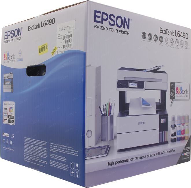 Epson L6490  (A4,струйноеМФУ,факс,LCD,17стр/мин,4800x1200dpi,4краски,USB2.0,ADF,WiFi,сетевой, двустор. печать)