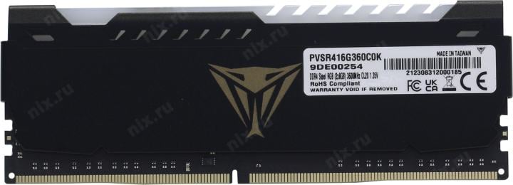 Patriot Viper Steel RGB <PVSR416G360C0K> DDR4 DIMM 16Gb  KIT  2*8Gb  <PC4-28800> CL20