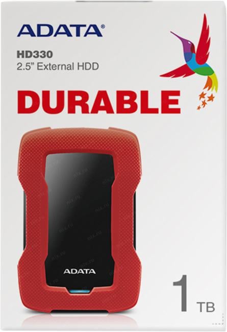 ADATA <AHD330-1TU31-CRD> Durable HD330 Red USB3.1 Portable 2.5" HDD 1Tb  EXT  (RTL)