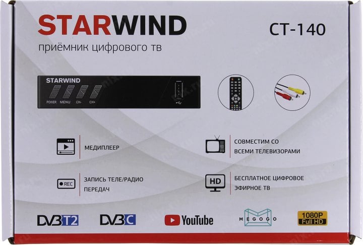 Starwind <CT-140> (Full HD A/V Player, HDMI, RCA,  2xUSB2.0, DVB-T2/DVB-C, ПДУ)