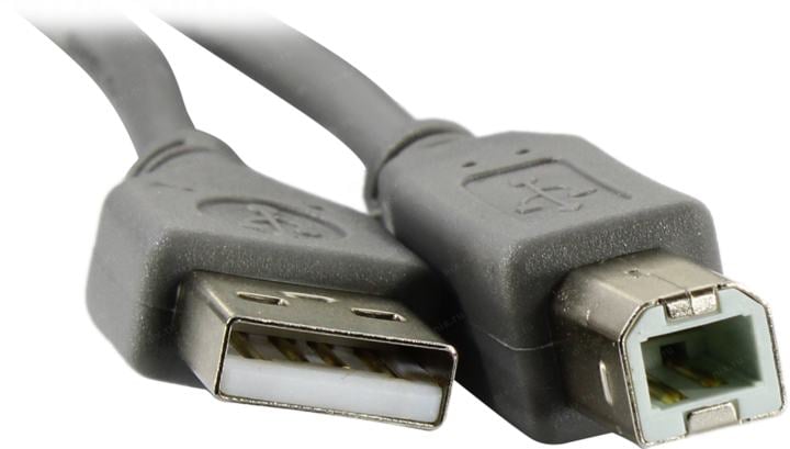 <115114> Кабель USB2.0 Am < - > Bm 1.8м, Cablexpert, экран, серый, пакет [CCP-USB2-AMBM-6G]