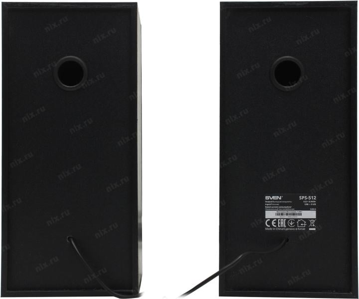 Колонки SVEN SPS-512 Black (2x3W, дерево, питание  от  USB)