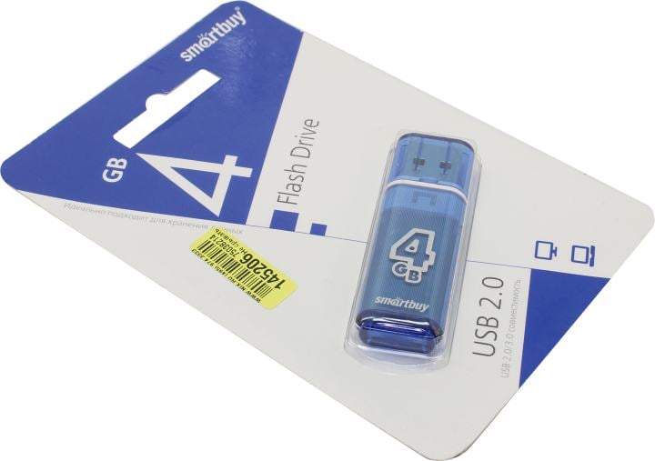Флешка USB Smartbuy Glossy series Blue (SB4GbGS-B), 4Gb, USB 2.0, R/W 25/15, синий