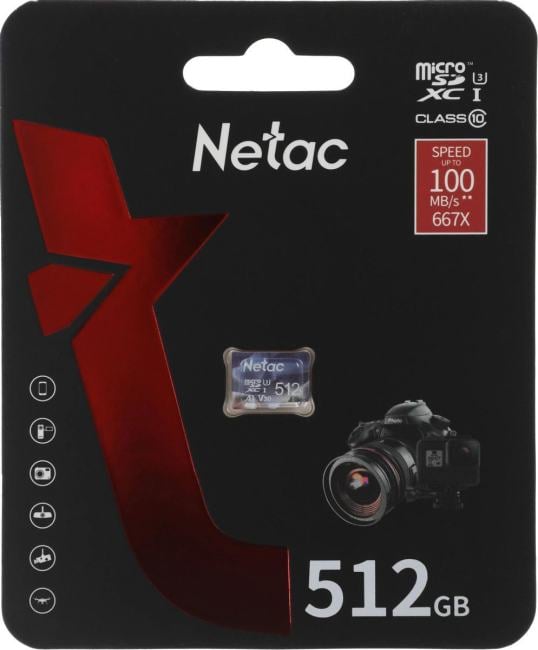 Netac <NT02P500ULT-512G-S> microSDXC Memory Card 512Gb Class10 A1 V30  UHS-I  U3