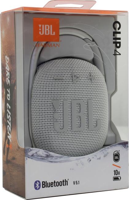 Колонка JBL CLIP 4 <White> (5W, Bluetooth 5.1,  Li-Ion)  <JBLCLIP4WHT>