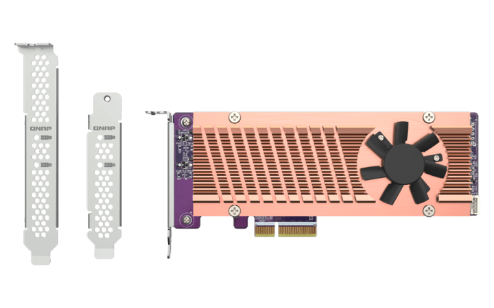 QNAP QM2-2P-344A 2 x M.2 22110 or 2280 PCIe (Gen3 x 4) NVMe  SSD  slots,