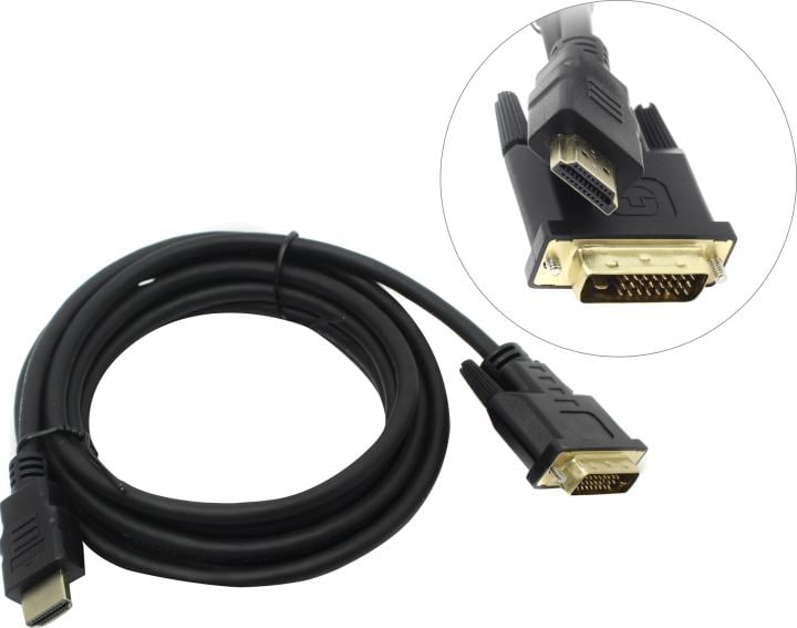 Кабель ExeGate EX284907RUS HDMI-DVI ExeGate EX-CC-HDMIM-DVIM-3.0 (19M/25M, dual link, 3м, 2 фильтра, позолоченные контакты)