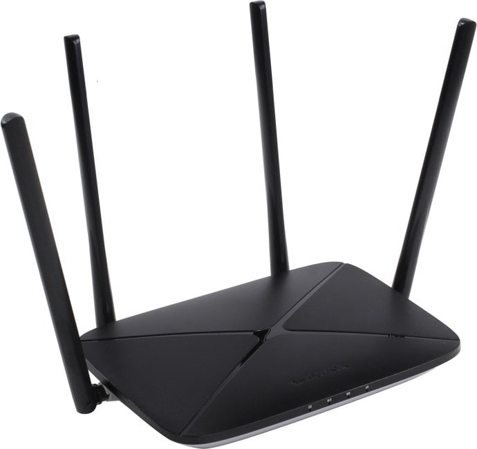 Беспроводной маршрутизатор Mercusys - AC12G, 2.4/5 ГГц, 867Мб/с, IEEE 802.11 a/b/g/n/ac, 3x RJ-45, 1 Гб/с, 4 antennas, Чёрный, AC12G