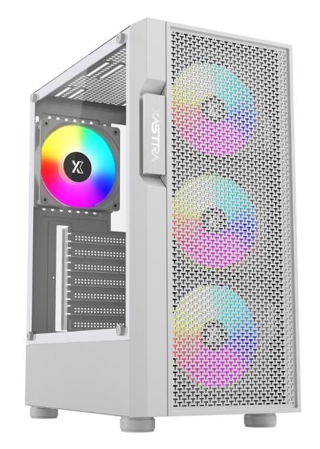 Корпус XASTRA  A302 4FRGB White ATX/Mesh/ tempered glass /  4x120mm FC120-FRGB fans/A302-WH-FC120FRGB-4F-GL