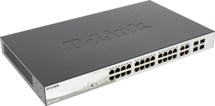 DGS-1210-28P/F5A - Коммутатор, D-Link, DGS-1210-28P/F5A, 19-дюймовый стоечный, 24 порта 10/100/1000M RJ45+4 порта SFP, Управляемый, Корпус металл, 1U, PoE (802.3af/802.3at), PoE бюджет 193 Вт