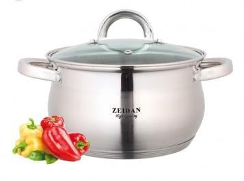 ZEIDAN <Z-50237> Кастрюля со  стеклянной  крышкой  (2.1л, 16см)