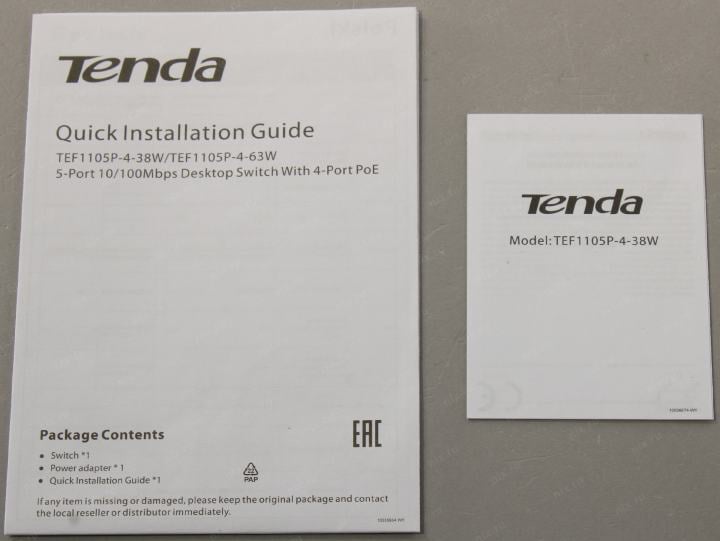 TENDA <TEF1105P-4-38W> 5-Port Desktop  Switch  With  4-Port PoE
