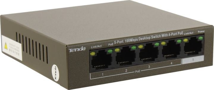 TENDA <TEF1105P-4-38W> 5-Port Desktop  Switch  With  4-Port PoE