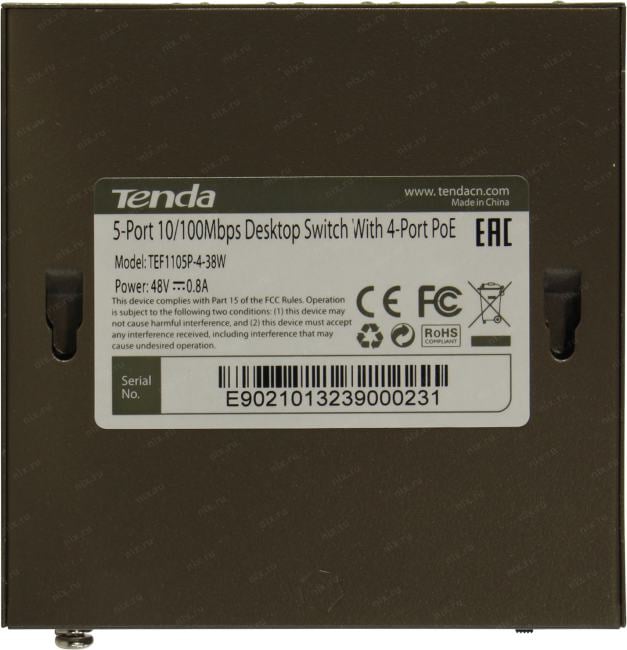 TENDA <TEF1105P-4-38W> 5-Port Desktop  Switch  With  4-Port PoE