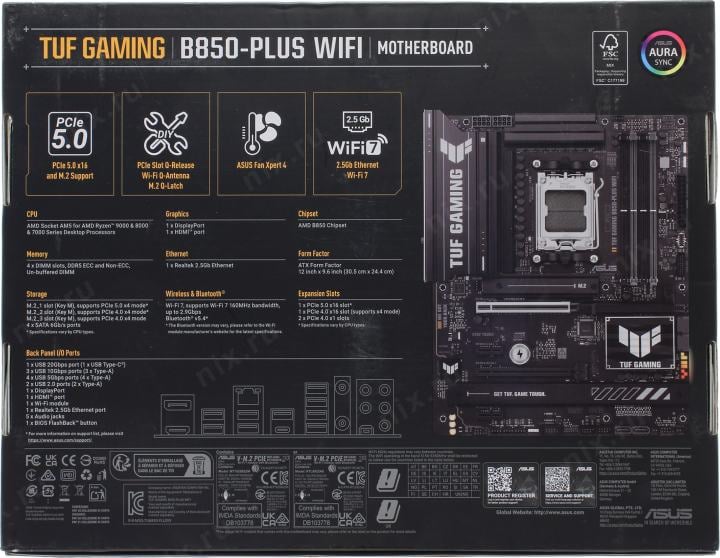 ASUS TUF GAMING B850-PLUS WIFI (RTL) AM5 <B850> 2xPCI-E HDMI+DP 2.5GbLAN+WiFi+BT  SATA ATX 4DDR5