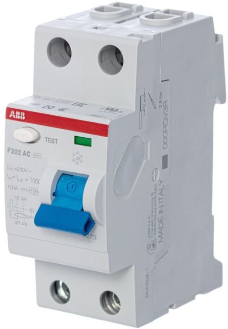 УЗО ABB 2CSF202001R0160, 2п, 16А, 10мА, тип AC