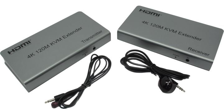 ORIENT VE051, HDMI KVM extender, HDMI+USB+Audio удлинитель до 120 м по витой паре Cat5e/6, HDMI 1.4, 4K@30Hz/1080p@60Hz, HDCP, передача ИК сигнала управления, пит. от вн.БП 5В/1А, метал.корп.(31068)