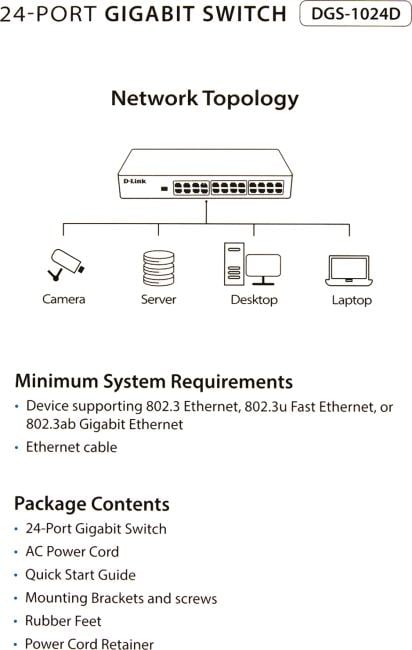 D-Link <DGS-1024D /J1A> Switch  24port (24UTP 1000Mbps)
