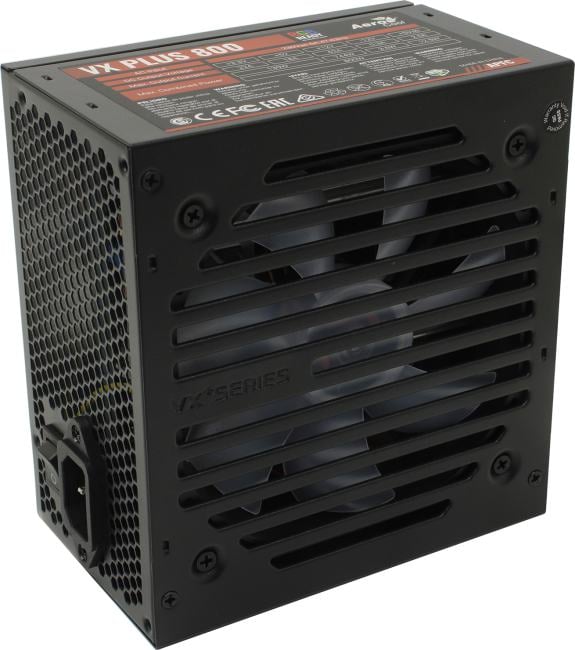 Блок питания AEROCOOL 800W VX PLUS 800W черный RGB (ATX, APFC, 20+4 pin, 4xPCIe 6+2P, 4хMolex, 6xSATA, 120mm fan) (VX PLUS 800 RGB)