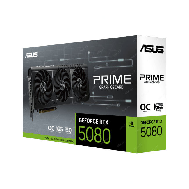 90YV0LX0-M0NA00 Видеокарта ASUS RTX5080 PRIME OC 16GB GDDR7 256bit 3xDP HDMI 3FAN  RTL  [PRIME-RTX5080-O16G]
