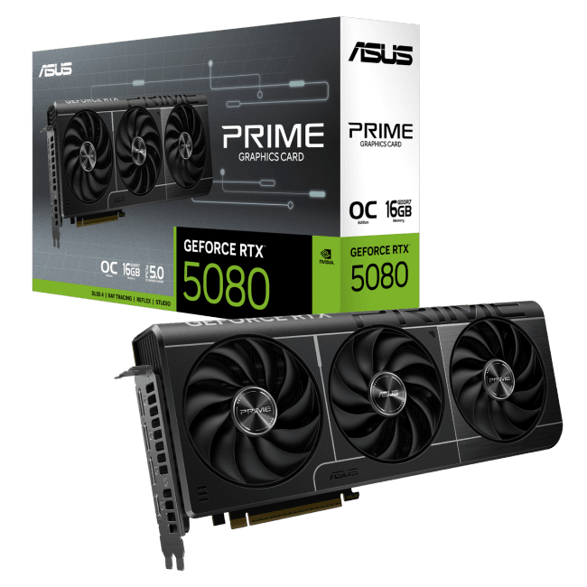 90YV0LX0-M0NA00 Видеокарта ASUS RTX5080 PRIME OC 16GB GDDR7 256bit 3xDP HDMI 3FAN  RTL  [PRIME-RTX5080-O16G]