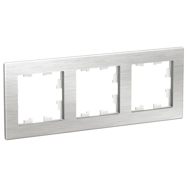 Рамка Schneider Electric ATN312103, 3-постовая, AtlasDesign, металл серебро