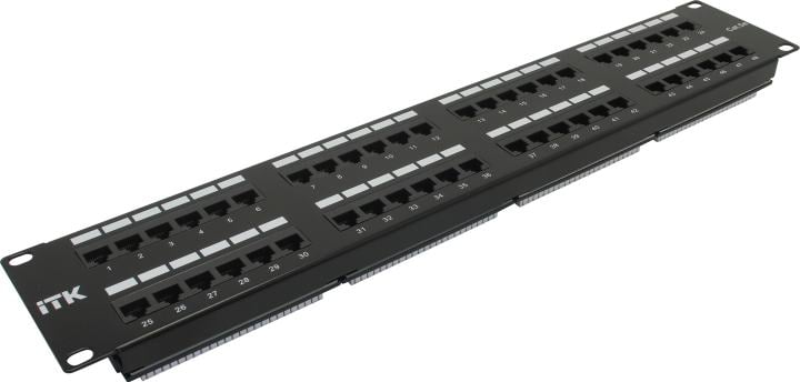 Патч-панель ITK PP48-2UC5EU-D05, 19", 2U, 48×RJ45, кат.5e, неэкранированная