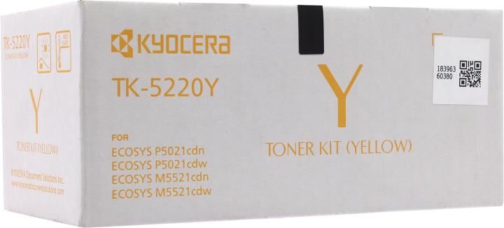 Картридж лазерный Kyocera TK-5220Y для Kyocera P5021cdn/cdw/P5026cdn/cdw/M5521cdn/cdw/M5526cdn/cdw, желтый, 1200 стр.