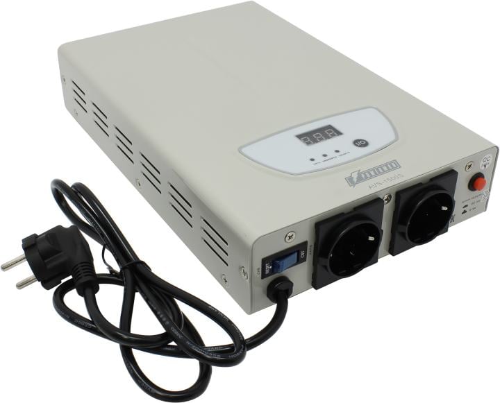 Стабилизатор Powerman AVS 1500S, 1500 ВА, 140-260 В, 2 розетки