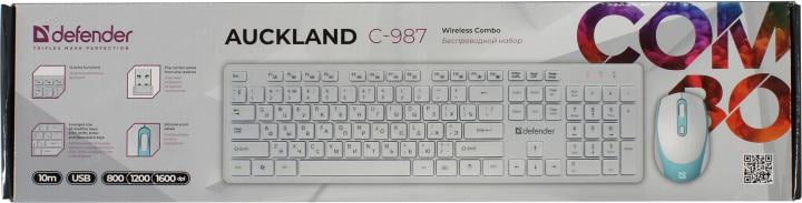 Defender Wireless Auckland <C-987>  (Кл-ра,USB,FM+Мышь  4кн,Roll,USB,  FM) <45987>