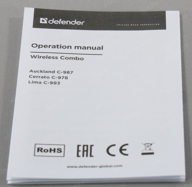Defender Wireless Auckland <C-987>  (Кл-ра,USB,FM+Мышь  4кн,Roll,USB,  FM) <45987>