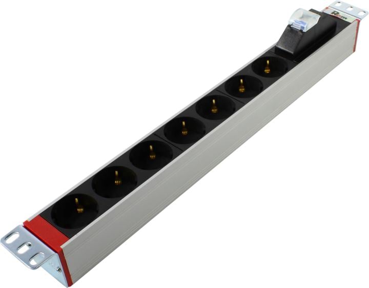 Блок розеток ЦМО R-16-7S-A-440-K, 16A, 7×Schuko, 1U, горизонтальный