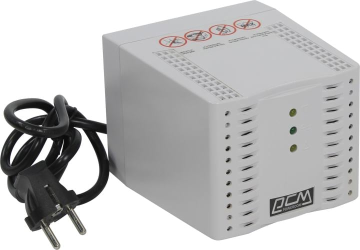 Стабилизатор PowerCom TCA-3000 White (вх.187~253 В, вых. 220V±5%,  4 розетки Euro)