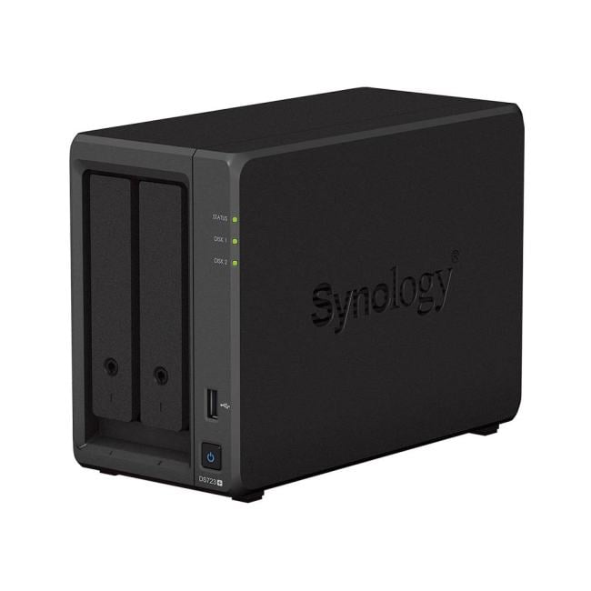СХД Synology DS723+, 2 отсека, AMD R1600, 2ГБ, 2×1GbE
